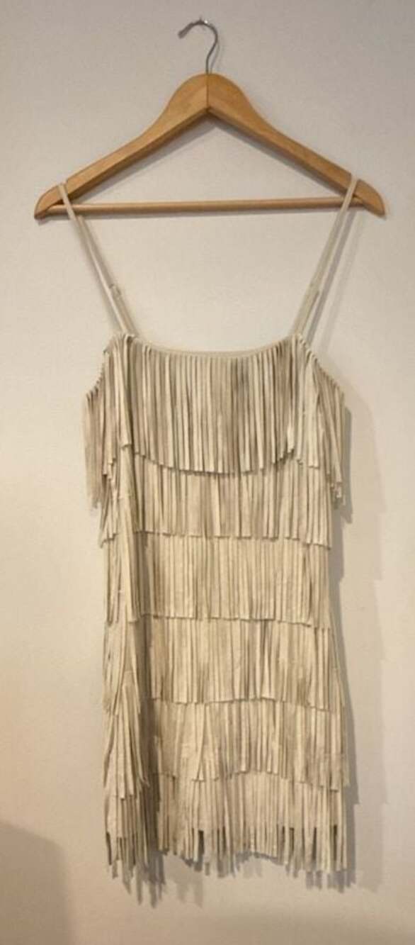 Trixxi Women's Faux Suede Tiered Fringe Mini Dress